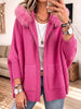 Lara – Cardigan de malha oversized com capuz de pelo
