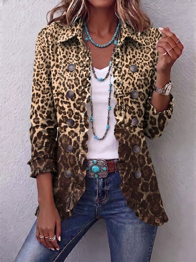 Filipa | Casaco leopardo degradê com folhos