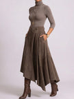 Teresa | Conjunto Elegante de Gola Alta e Saia Midi