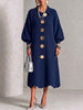Madalena | Vestido Midi Elegante com Botões Dourados