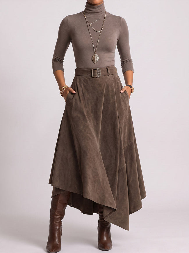 Teresa | Conjunto Elegante de Gola Alta e Saia Midi