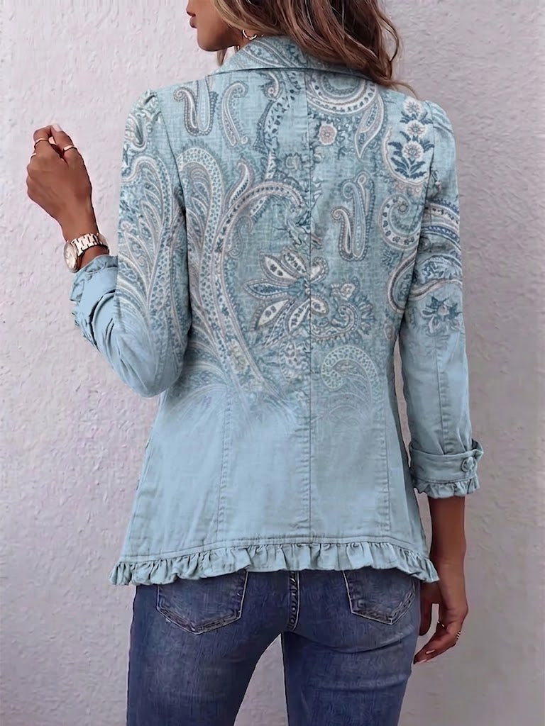 Salomé | Casaco paisley azul com folhos