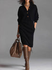 Íria | Vestido midi canelado de corte descontraído