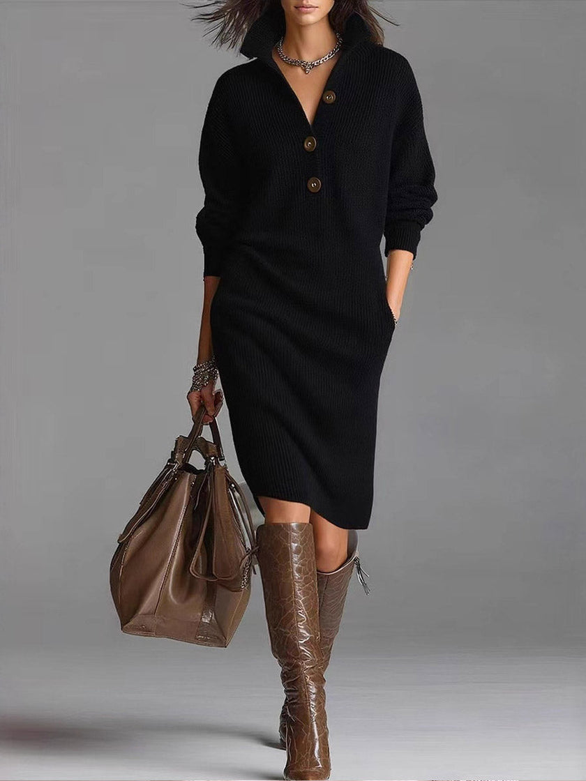 Íria | Vestido midi canelado de corte descontraído
