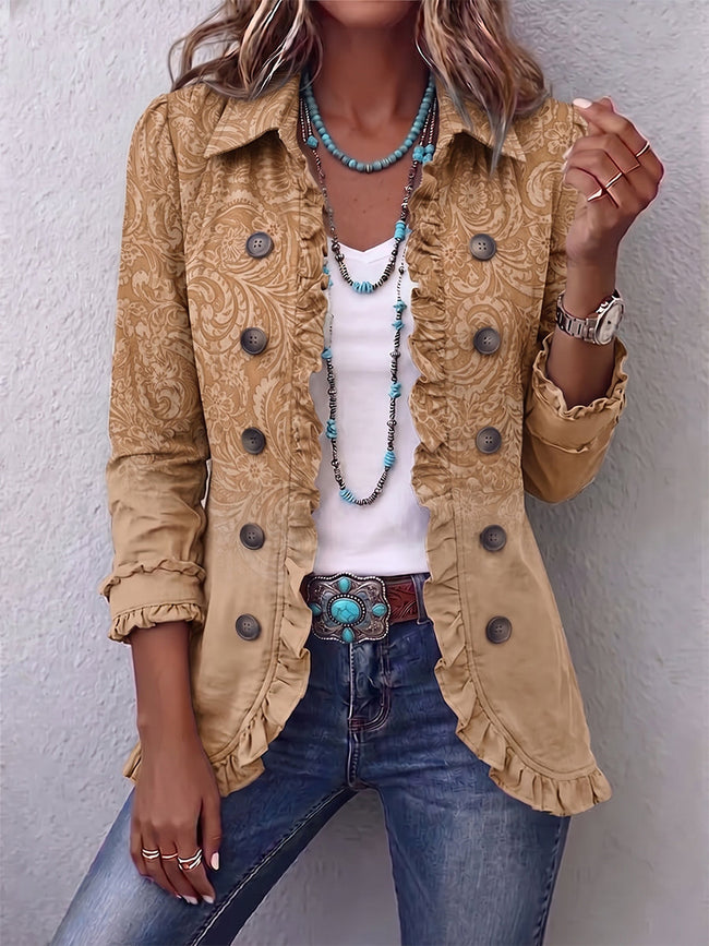 Benedita | Casaco western texturado com folhos
