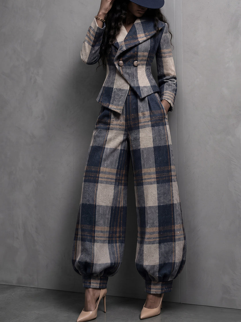 Conjunto Matilde – Blazer Estruturado e Calças Xadrez