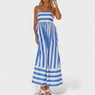 Vestido comprido às riscas feminino