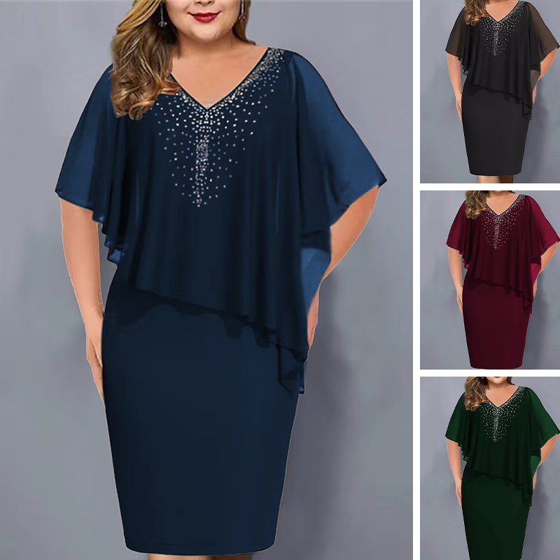 Helena — Vestido Elegante com Sobreposição Fluida e Brilhos