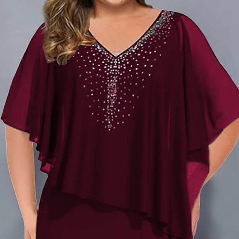 Helena — Vestido Elegante com Sobreposição Fluida e Brilhos