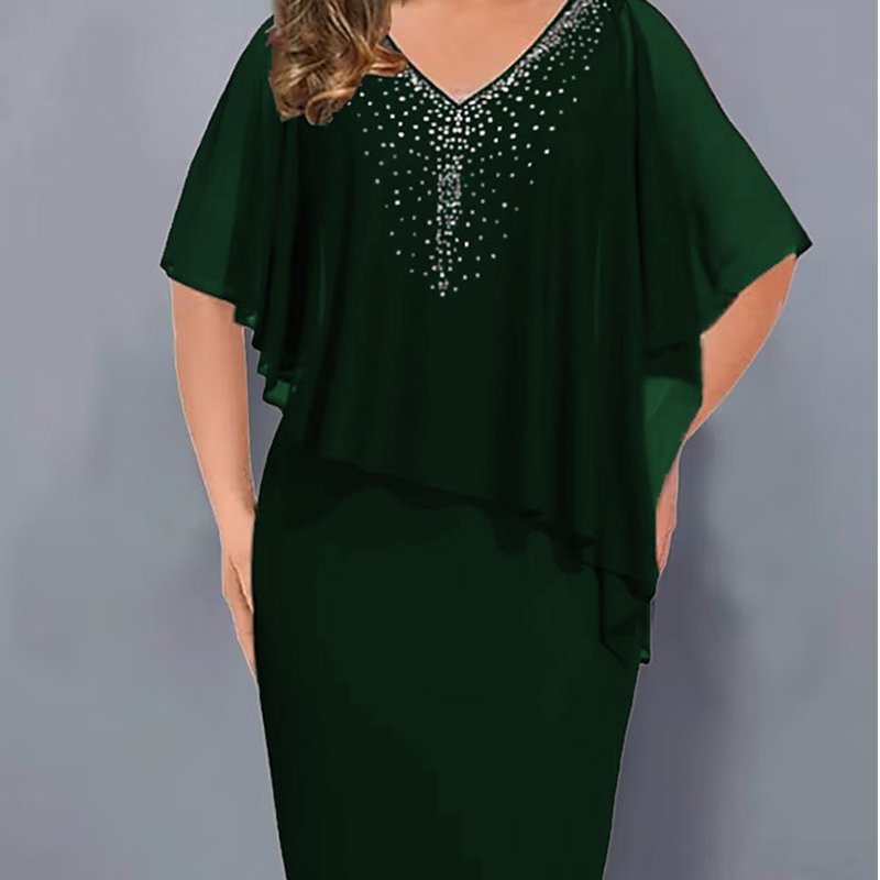 Helena — Vestido Elegante com Sobreposição Fluida e Brilhos