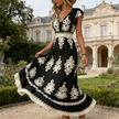 Candida - Vestido maxi barroco com decote em V