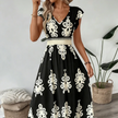 Candida - Vestido maxi barroco com decote em V