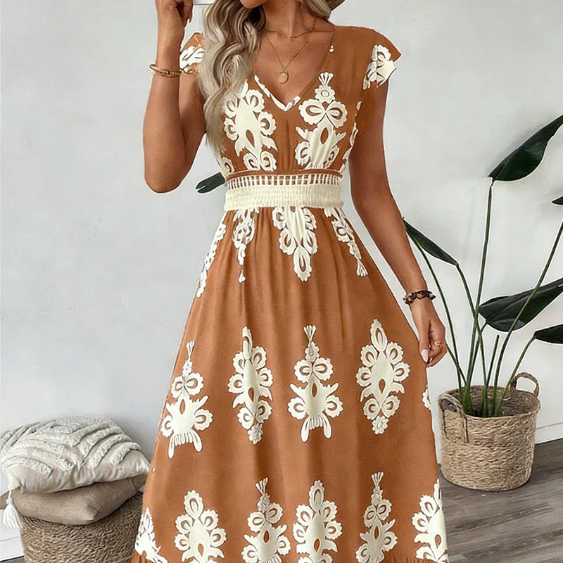 Candida - Vestido maxi barroco com decote em V