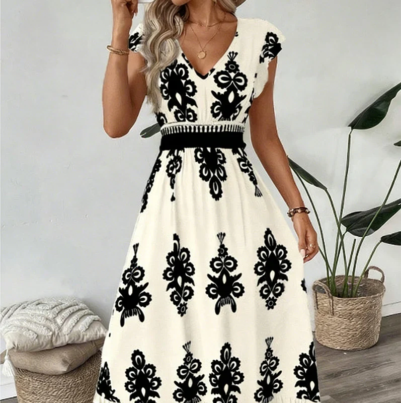 Candida - Vestido maxi barroco com decote em V