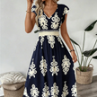 Candida - Vestido maxi barroco com decote em V