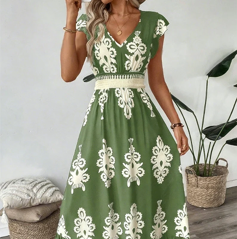 Candida - Vestido maxi barroco com decote em V