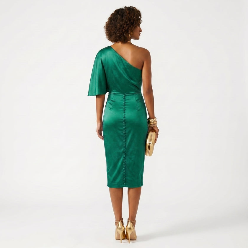 Cátia - Vestido com Brilho em Cetim