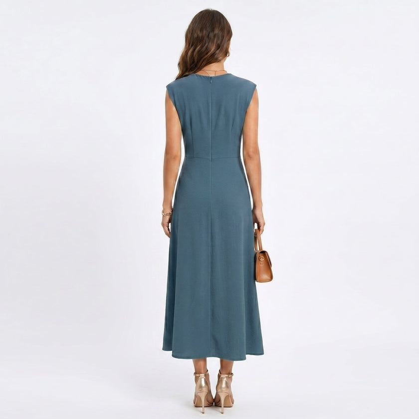 Emilia - Vestido maxi elegante sem mangas e gola redonda