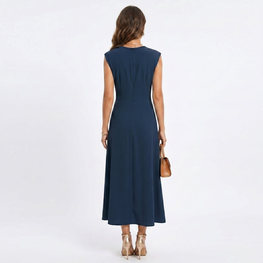 Emilia - Vestido maxi elegante sem mangas e gola redonda