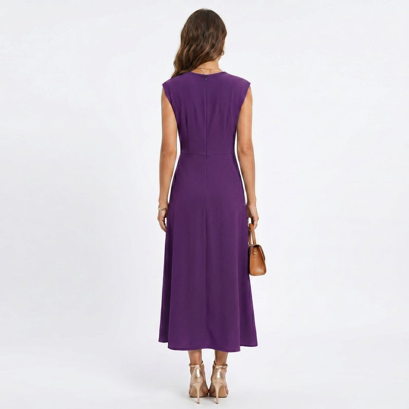 Emilia - Vestido maxi elegante sem mangas e gola redonda