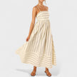 Vestido comprido às riscas feminino